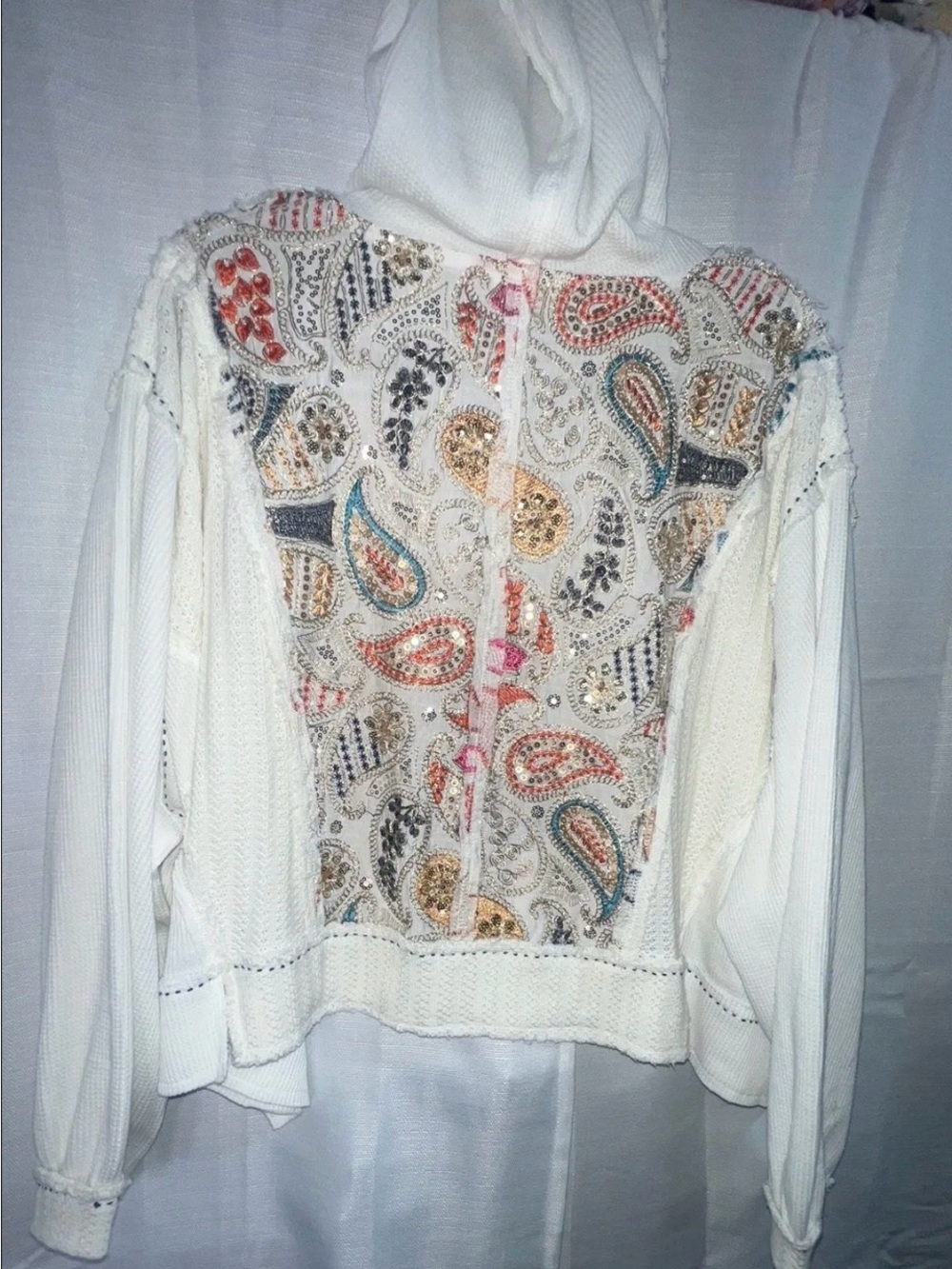POL Cream Paisley Embroidered Sweater with Multicolor Accents - Picture 4 of 7